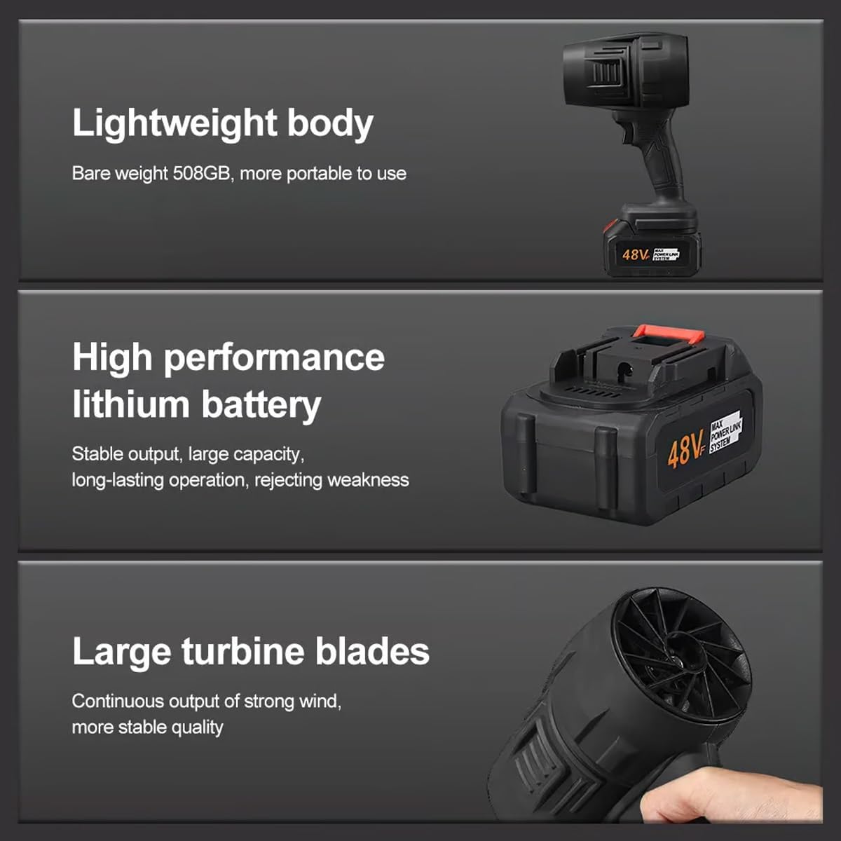 BIXMK Turbo Jet Blower, Cordless Turbo Super Power Air Duster.